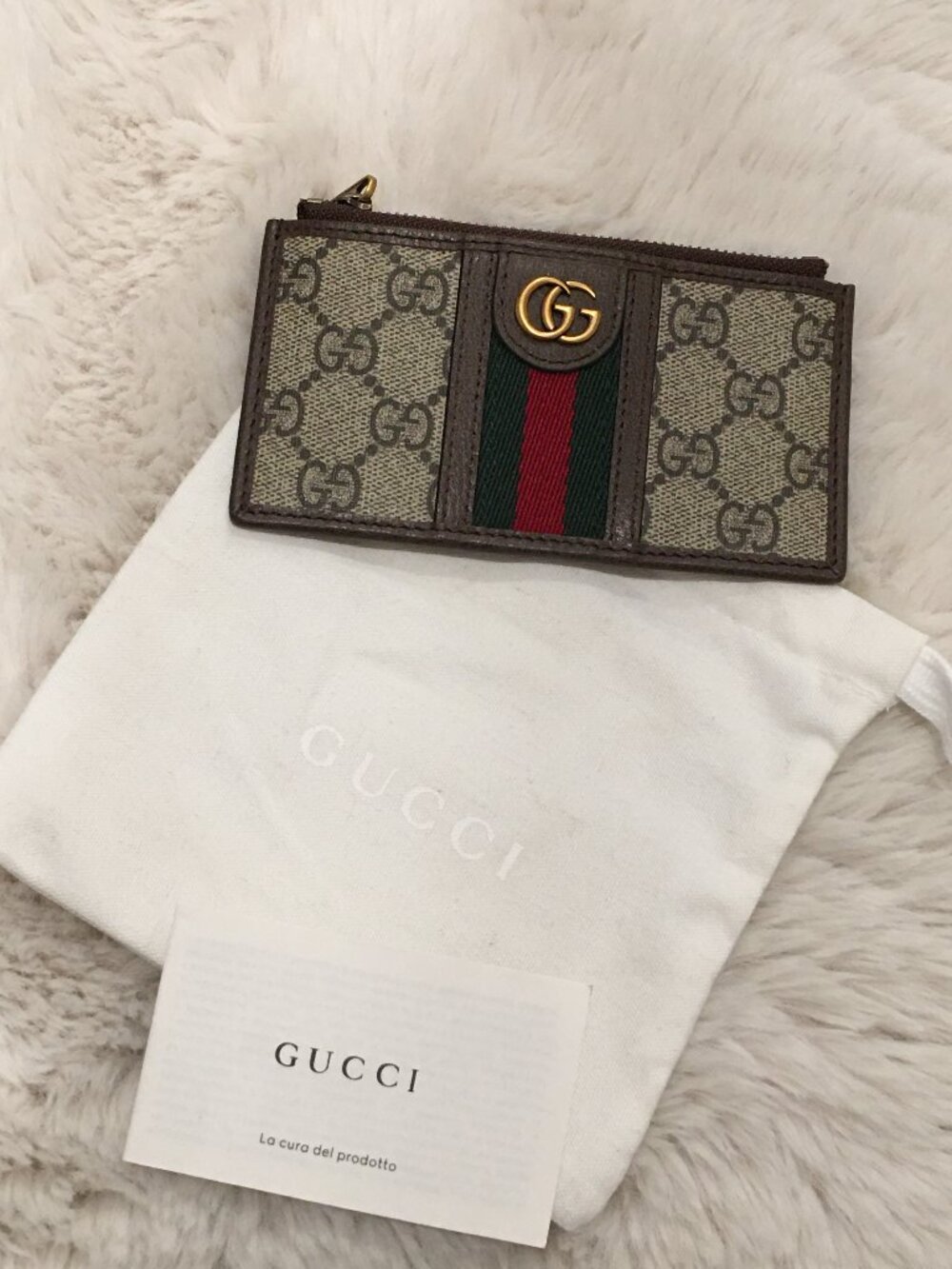GG Supreme Monogram Web Ophidia Coin Case Brown